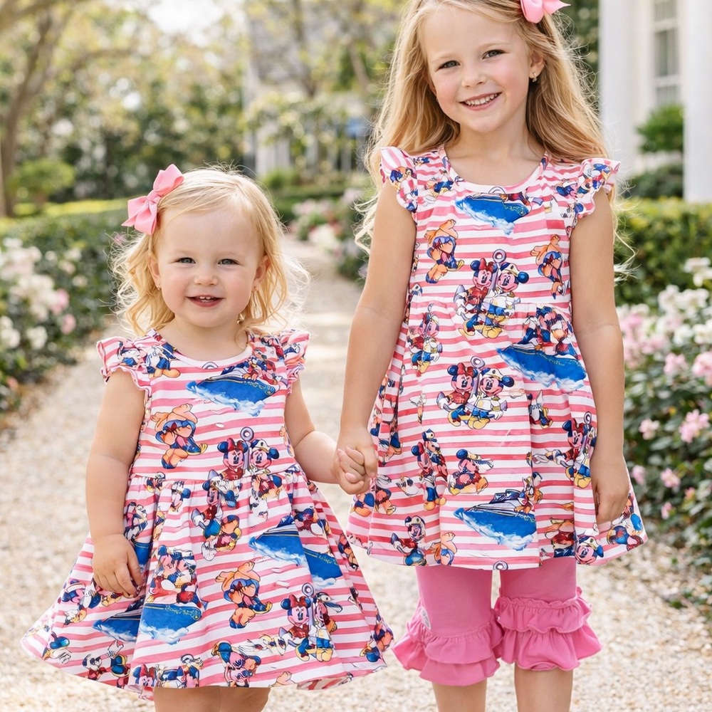 Nautical Cruise dress girls Birthday gift 2 3 4 5 6 7 8